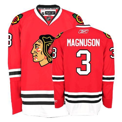 Reebok EDGE Chicago Blackhawks 3 Keith Magnuson Authentic Red Home Jersey
