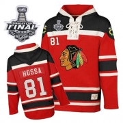 Old Time Hockey Chicago Blackhawks 81 Marian Hossa Red Sawyer Hooded Sweatshirt Premier With 2013 Stanley Cup Finals Jersey