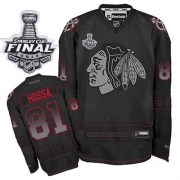 Reebok Chicago Blackhawks 81 Marian Hossa Black Accelerator Premier With 2013 Stanley Cup Finals Jersey