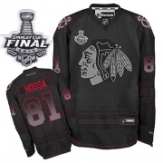 Reebok EDGE Chicago Blackhawks 81 Marian Hossa Black Accelerator Authentic With 2013 Stanley Cup Finals Jersey