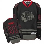 Reebok EDGE Chicago Blackhawks 81 Marian Hossa Black Ice Authentic Jersey