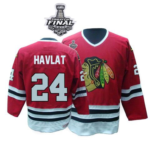 CCM Chicago Blackhawks 24 Martin Havlat Red Throwback Premier With 2013 Stanley Cup Finals Jersey