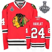 Reebok EDGE Chicago Blackhawks 24 Martin Havlat Authentic Red With 2013 Stanley Cup Finals Jersey