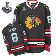 Youth Reebok EDGE Chicago Blackhawks 8 Nick Leddy Black Authentic With 2013 Stanley Cup Finals Jersey