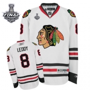 Youth Reebok EDGE Chicago Blackhawks 8 Nick Leddy White Authentic With 2013 Stanley Cup Finals Jersey