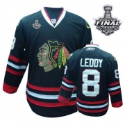 Reebok Chicago Blackhawks 8 Nick Leddy Black Premier With 2013 Stanley Cup Finals Jersey
