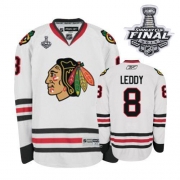 Reebok Chicago Blackhawks 8 Nick Leddy White Premier With 2013 Stanley Cup Finals Jersey