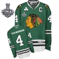 Reebok EDGE Chicago Blackhawks 4 Niklas Hjalmarsson Green Authentic With 2013 Stanley Cup Finals Jersey