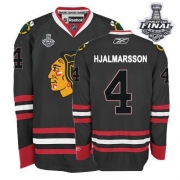 Reebok EDGE Chicago Blackhawks 4 Niklas Hjalmarsson Black Authentic With 2013 Stanley Cup Finals Jersey