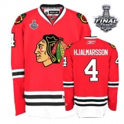 Reebok EDGE Chicago Blackhawks 4 Niklas Hjalmarsson Authentic Red Home With 2013 Stanley Cup Finals Jersey