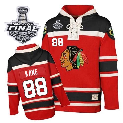 Old Time Hockey Chicago Blackhawks 88 Patrick Kane Red Sawyer Hooded Sweatshirt Authentic With 2013 Stanley Cup Finals Jersey