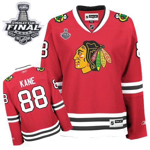 Reebok Chicago Blackhawks 88 Patrick Kane Red Women Home Premier With 2013 Stanley Cup Finals Jersey