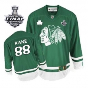 Reebok Chicago Blackhawks 88 Patrick Kane Premier Green St Pattys Day With 2013 Stanley Cup Finals Jersey