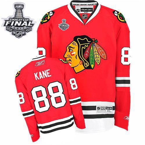 Reebok Chicago Blackhawks 88 Patrick Kane Premier Red Home With 2013 Stanley Cup Finals Jersey
