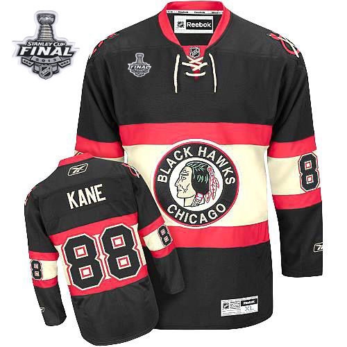 Youth Reebok EDGE Chicago Blackhawks 88 Patrick Kane Authentic Black New Third With 2013 Stanley Cup Finals Jersey