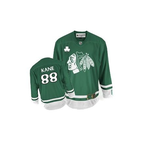 Youth Reebok EDGE Chicago Blackhawks 88 Patrick Kane Authentic Green St Pattys Day Jersey