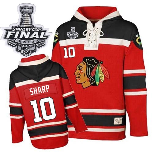 Old Time Hockey Chicago Blackhawks 10 Patrick Sharp Red Sawyer Hooded Sweatshirt Premier With 2013 Stanley Cup Finals Jersey