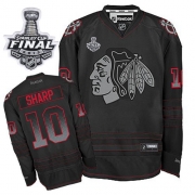 Reebok EDGE Chicago Blackhawks 10 Patrick Sharp Black Accelerator Authentic With 2013 Stanley Cup Finals Jersey