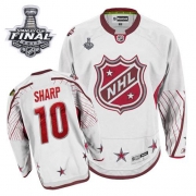 Reebok EDGE Chicago Blackhawks 10 Patrick Sharp Authentic White With 2013 Stanley Cup Finals Jersey
