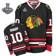Youth Reebok EDGE Chicago Blackhawks 10 Patrick Sharp Authentic Black With 2013 Stanley Cup Finals Jersey