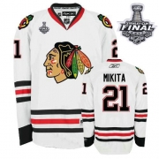 Reebok Chicago Blackhawks 21 Stan Mikita Premier White With 2013 Stanley Cup Finals Jersey