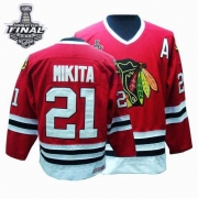 CCM Chicago Blackhawks 21 Stan Mikita Premier Red Throwback With 2013 Stanley Cup Finals Jersey