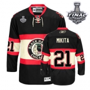 Reebok Chicago Blackhawks 21 Stan Mikita Premier Black New Third With 2013 Stanley Cup Finals Jersey
