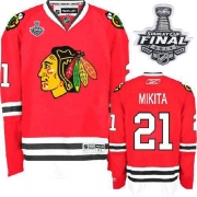Reebok Chicago Blackhawks 21 Stan Mikita Premier Red Home With 2013 Stanley Cup Finals Jersey