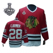 CCM Chicago Blackhawks 28 Steve Larmer Premier Red Throwback With 2013 Stanley Cup Finals Jersey