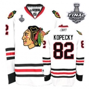 Reebok Chicago Blackhawks 82 Tomas Kopecky Premier White With 2013 Stanley Cup Finals Jersey
