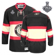 Reebok EDGE Chicago Blackhawks Authentic Blank Black New Third With 2013 Stanley Cup Finals Jersey