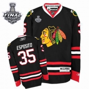 Reebok EDGE Chicago Blackhawks 35 Tony Esposito Authentic Black With 2013 Stanley Cup Finals Jersey