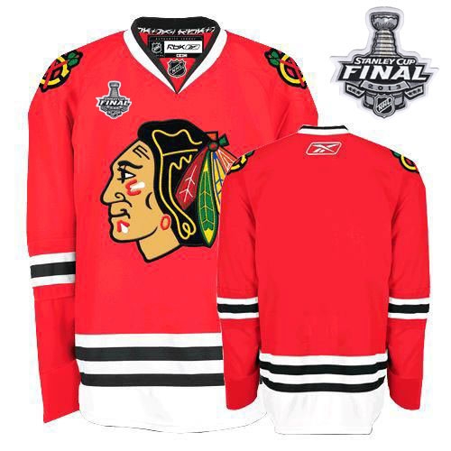 Reebok EDGE Chicago Blackhawks Authentic Blank Red Home With 2013 Stanley Cup Finals Jersey