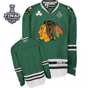 Reebok EDGE Chicago Blackhawks Authentic Blank Green With 2013 Stanley Cup Finals Jersey