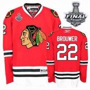 Reebok EDGE Chicago Blackhawks 22 Troy Brouwer Authentic Red Home With 2013 Stanley Cup Finals Jersey