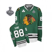 Reebok EDGE Chicago Blackhawks 88 Patrick Kane Authentic Green With 2013 Stanley Cup Finals Jersey